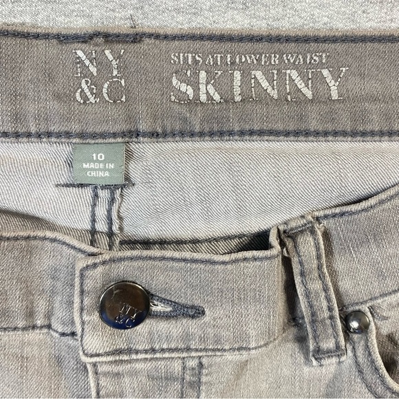 New York & Co. Jegging Jeans Women 10 Gray Straight Leg Mid Rise Stretch Denim - Picture 4 of 15